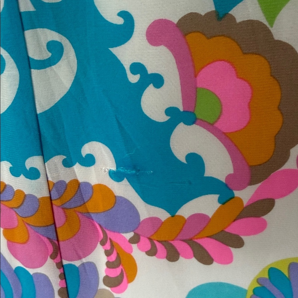 Trina Turk 100% Silk Colorful Maxi Dress Adjustable Spaghetti Straps Lined Flaw - Picture 6 of 17